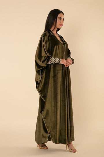 VERDANT VELVET STRETCH ABAYA